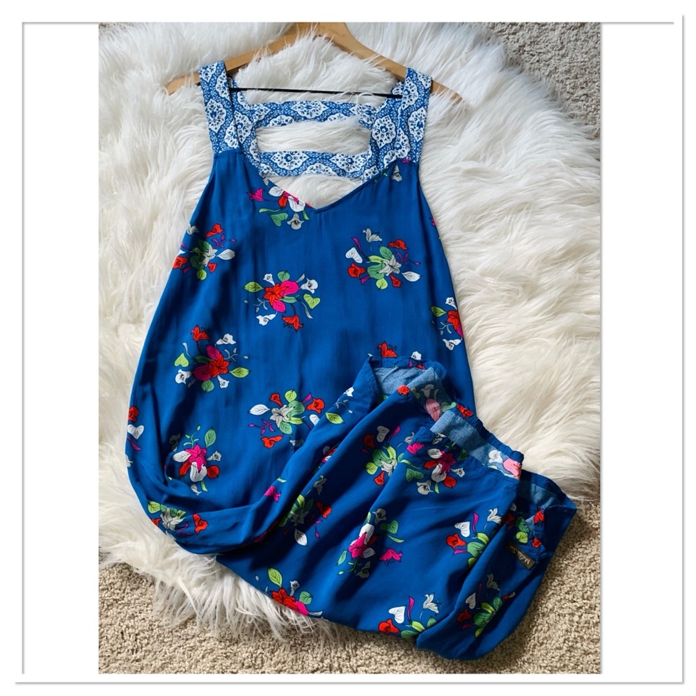 Matilda Jane Perfectly Polished Midi Dress V Neck Floral Print Blue White Large - Picture 2 of 10